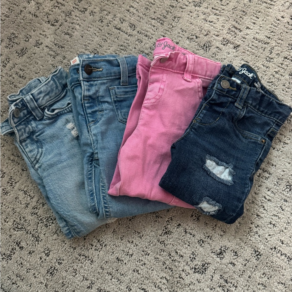 Cat & Jack Kids Jeans Trio - Light Blue, Pink, Dark Blue